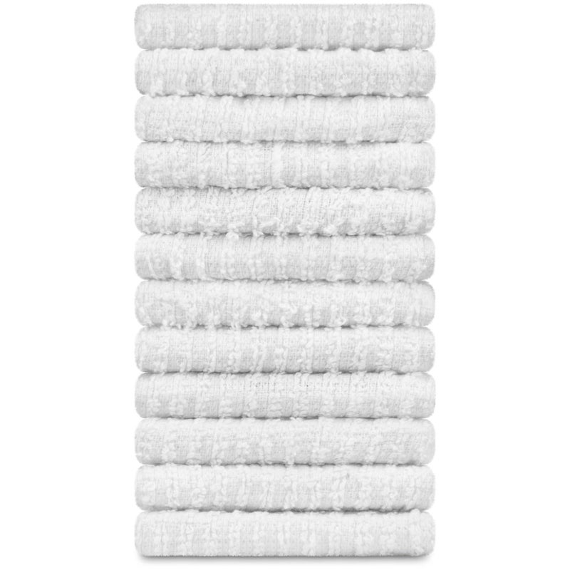 DecorRack 12 Pack 100% Cotton Kitchen Towels for Cleaning, 12 x 12 inch, Ultra Absorbent Bar Mops, Heavy Duty, Quick Dry, Machine Washable Dish Towels, Multi-Purpose Cleaning Supplies, White (12 Pack) - Image 3